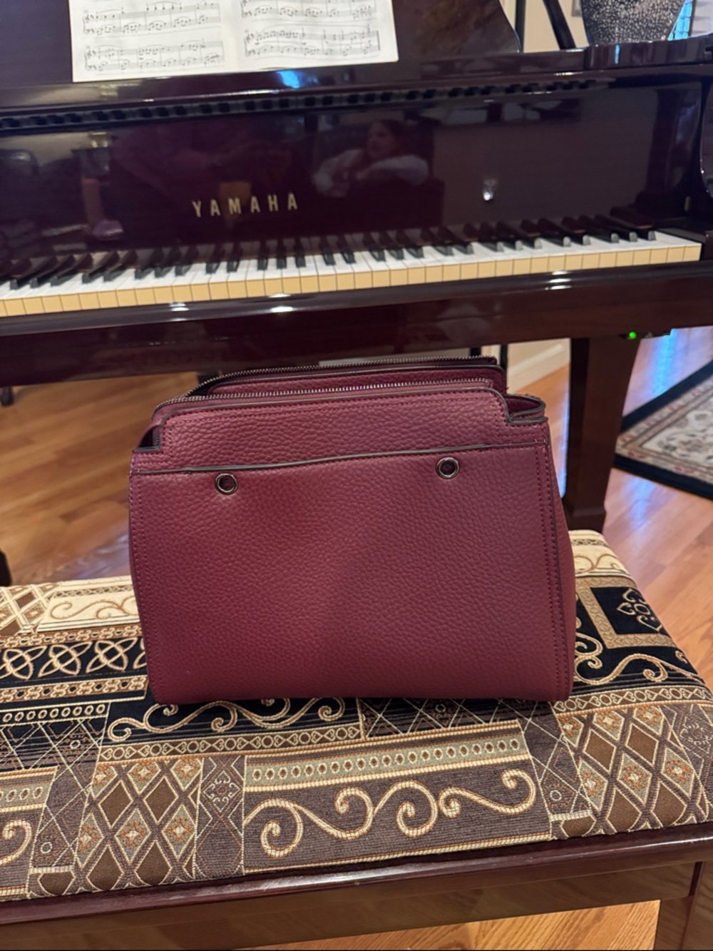 Calvin Klein Pebbled Crossbody Bag in Deep Berry